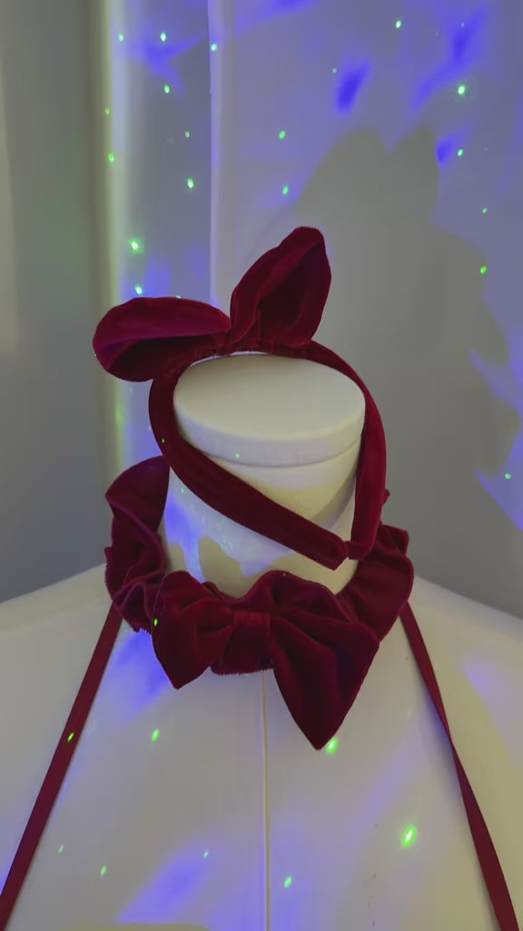 Velvet Bow - Lingerie Set – Wine Red